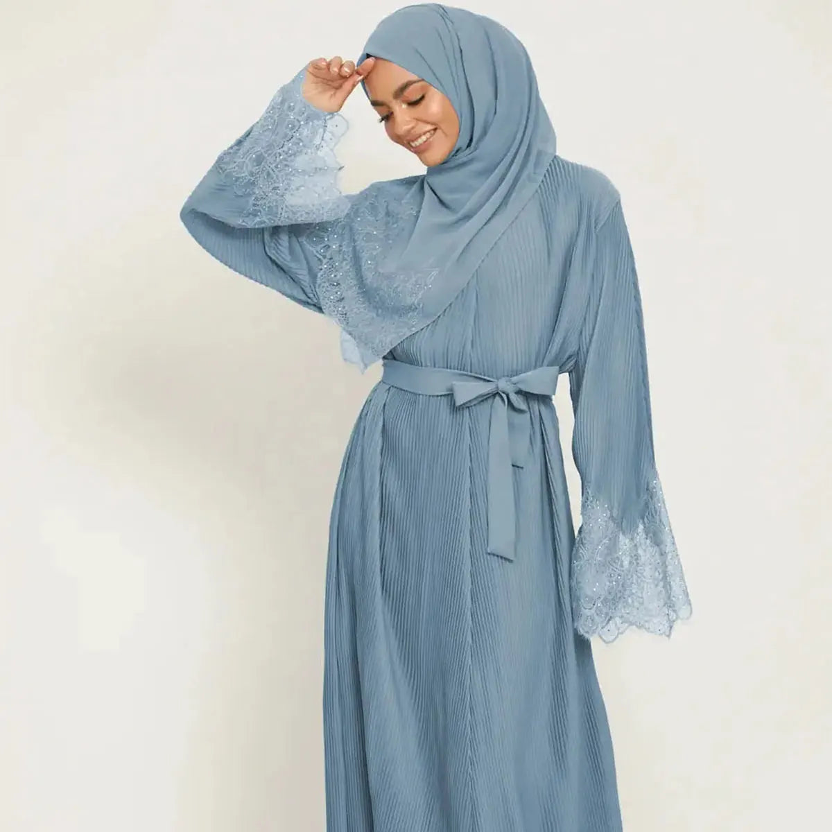 Two-Piece Luxurious Pleated Abaya Set 