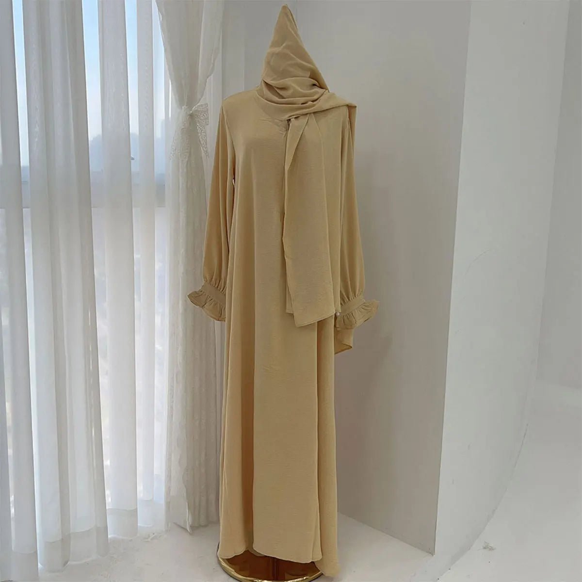 Dubai Dress with Hijab & Belt - Modest Loose Robe