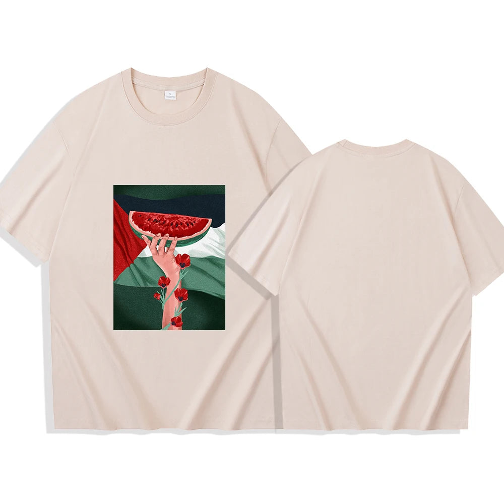 Freedom Belongs to "Watermelon" T-Shirt O-Neck Short Sleeve Shirts