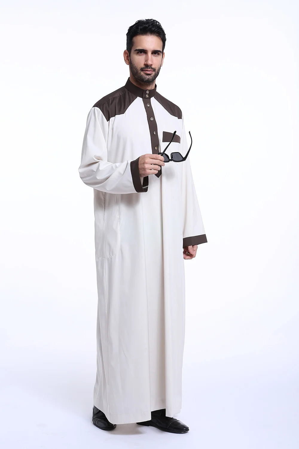 Saudi Arabic Men Jubba Thobe Muslim Long Sleeve Robe Thoub Eid Ramadan Dishdasha Traditional Clothing Islamic Prayer Abaya Dress