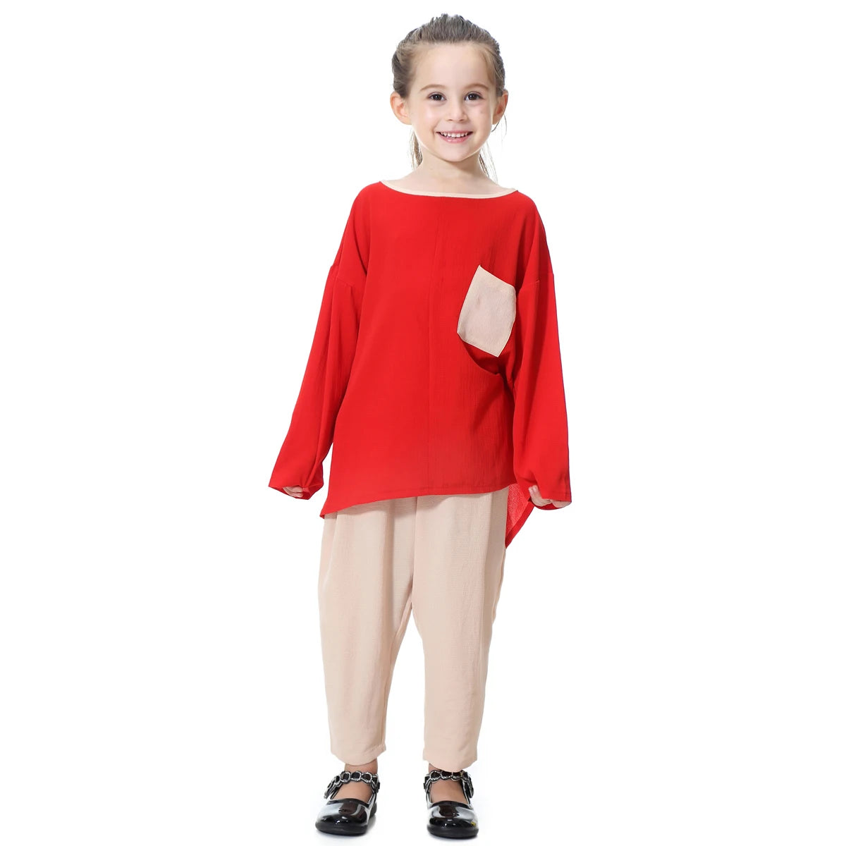 Kids Modest Comfort Set - Patchwork T-Shirt & Pants