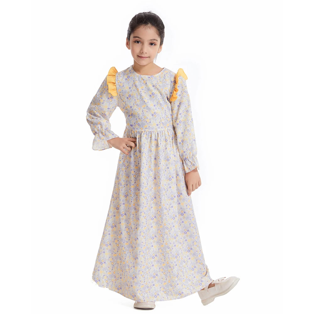 Girls Maxi Flared Sleeve Dress 