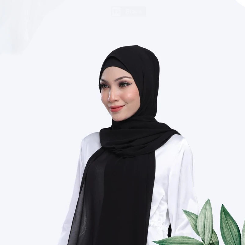 Women's 2-Piece Hijab Set: Breathable Chiffon Hijab Shawl with Jersey Caps