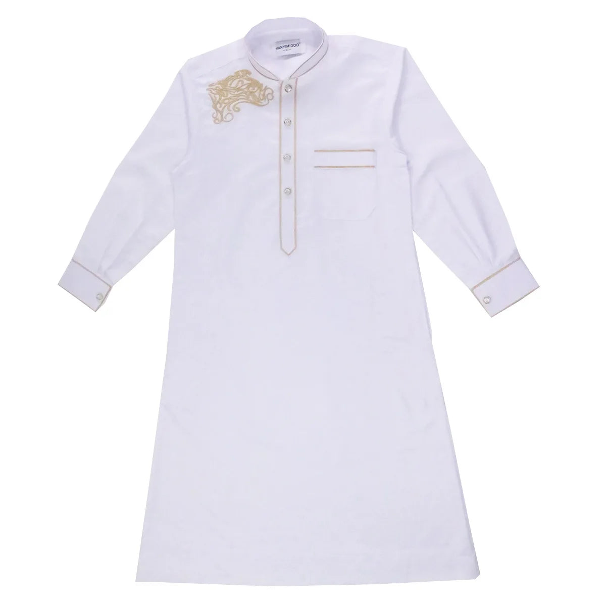 Boys Long Sleeve Saudi  Embroidered Thobe