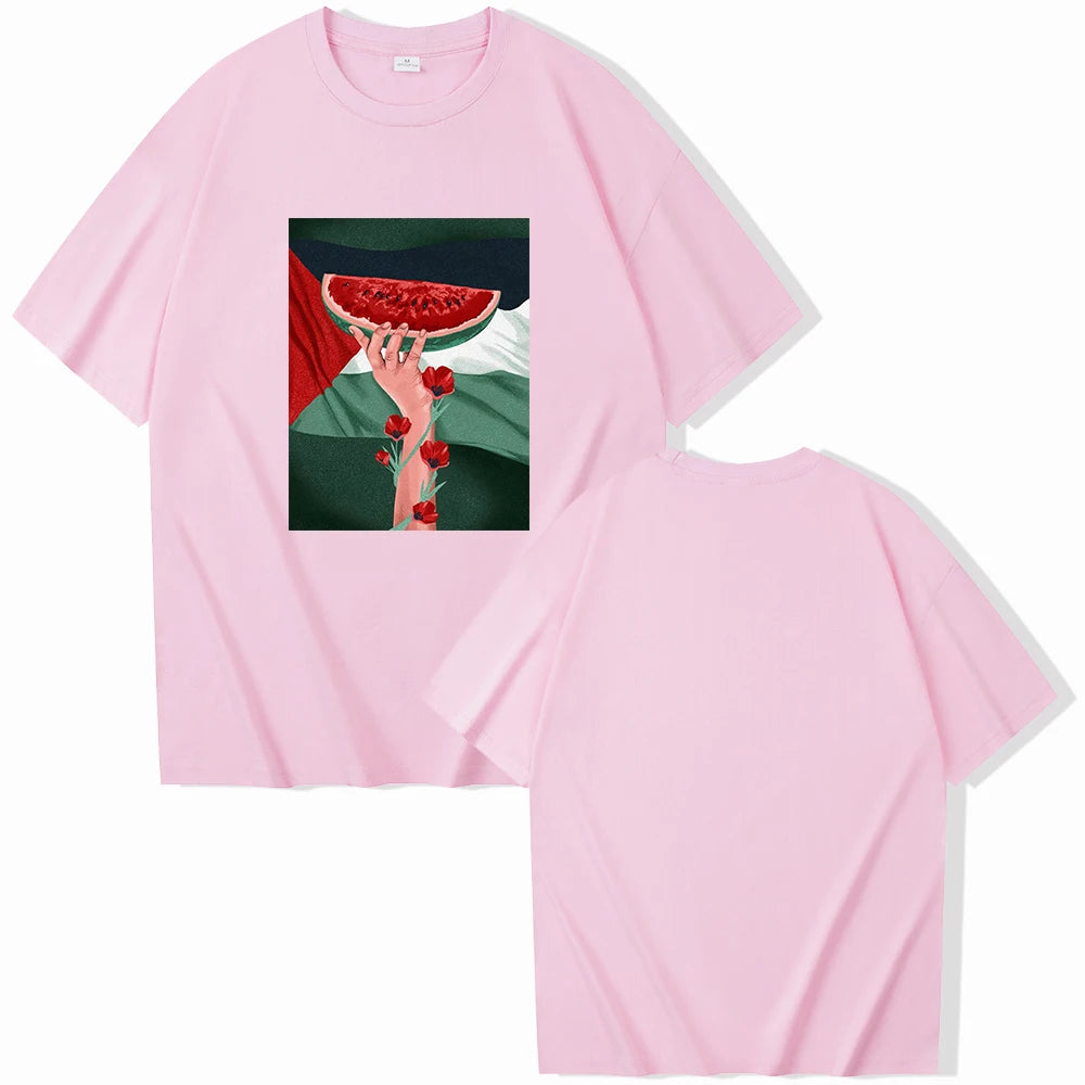 Freedom Belongs to "Watermelon" T-Shirt O-Neck Short Sleeve Shirts