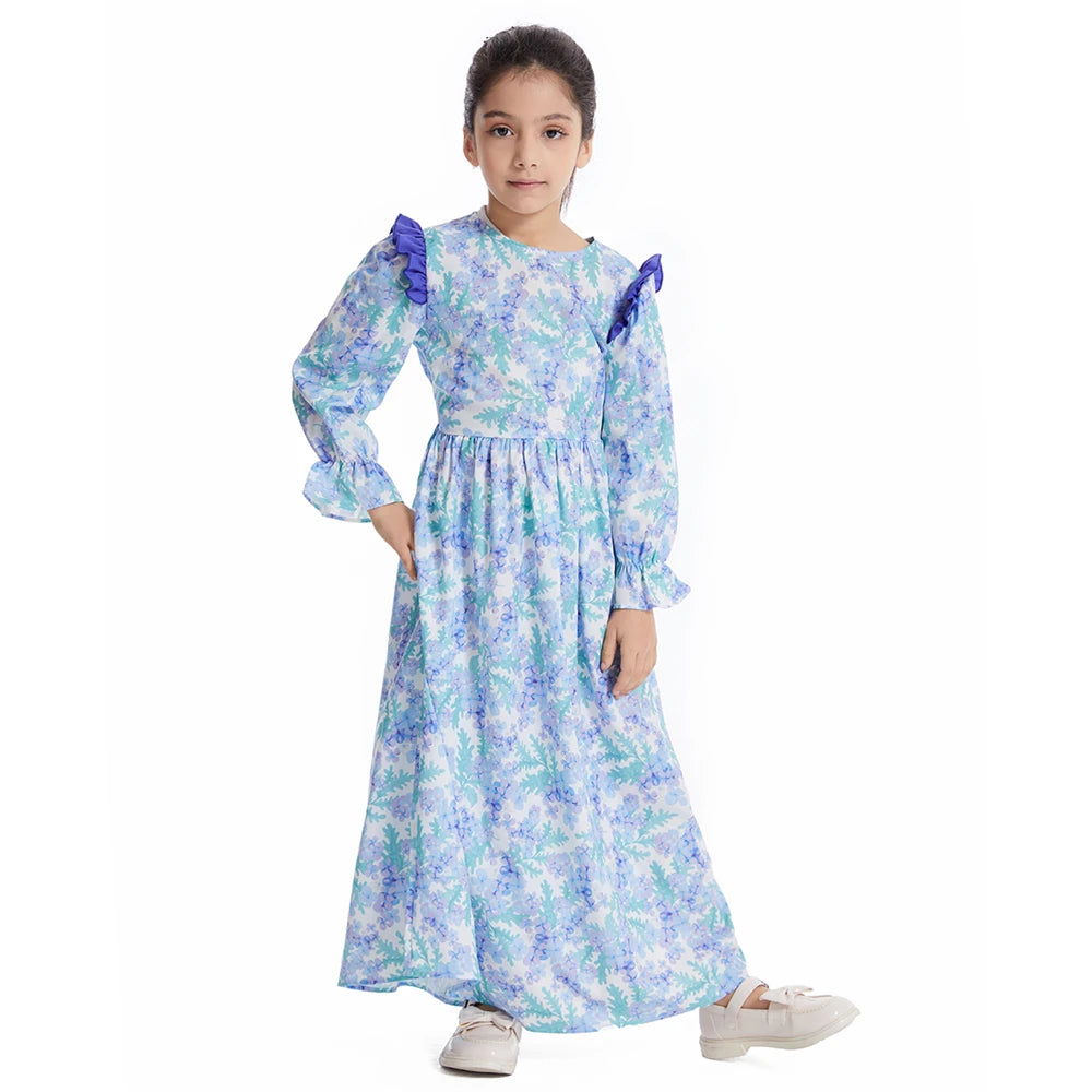 Girls Maxi Flared Sleeve Dress 