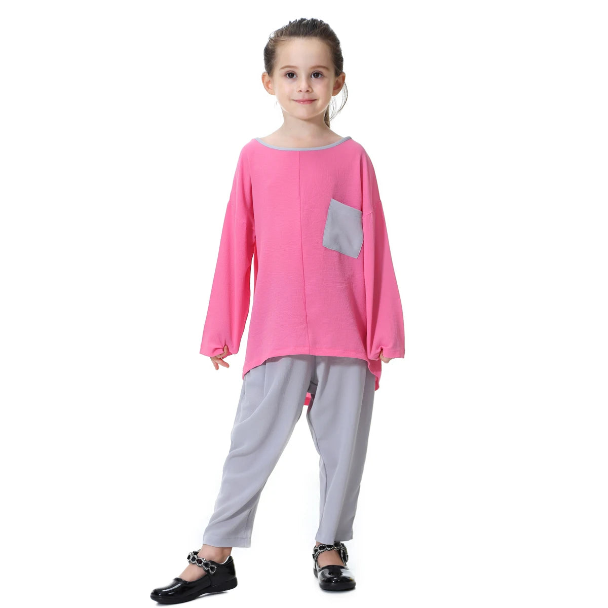 Kids Modest Comfort Set - Patchwork T-Shirt & Pants