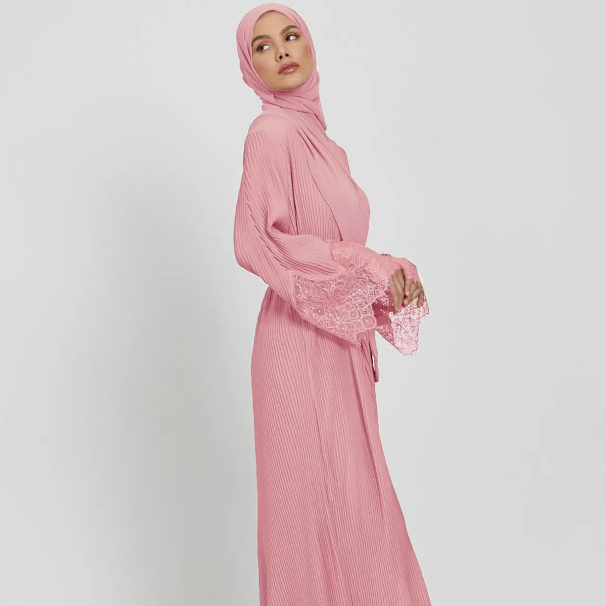 Two-Piece Luxurious Pleated Abaya Set 