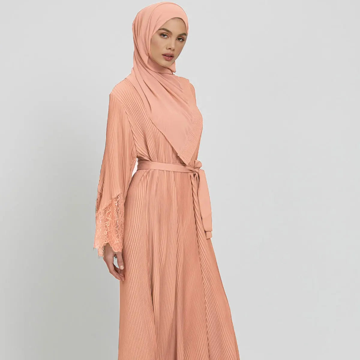 Two-Piece Luxurious Pleated Abaya Set 