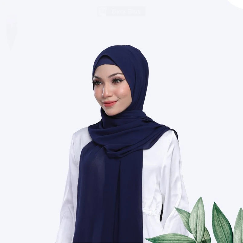 Women's 2-Piece Hijab Set: Breathable Chiffon Hijab Shawl with Jersey Caps