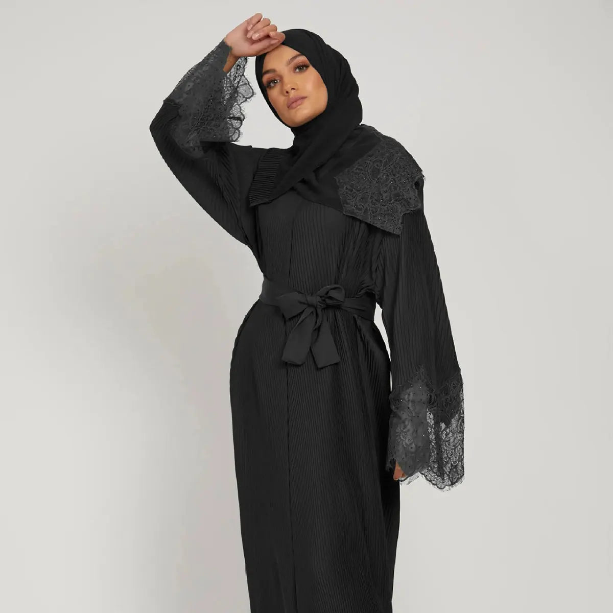 Two-Piece Luxurious Pleated Abaya Set 