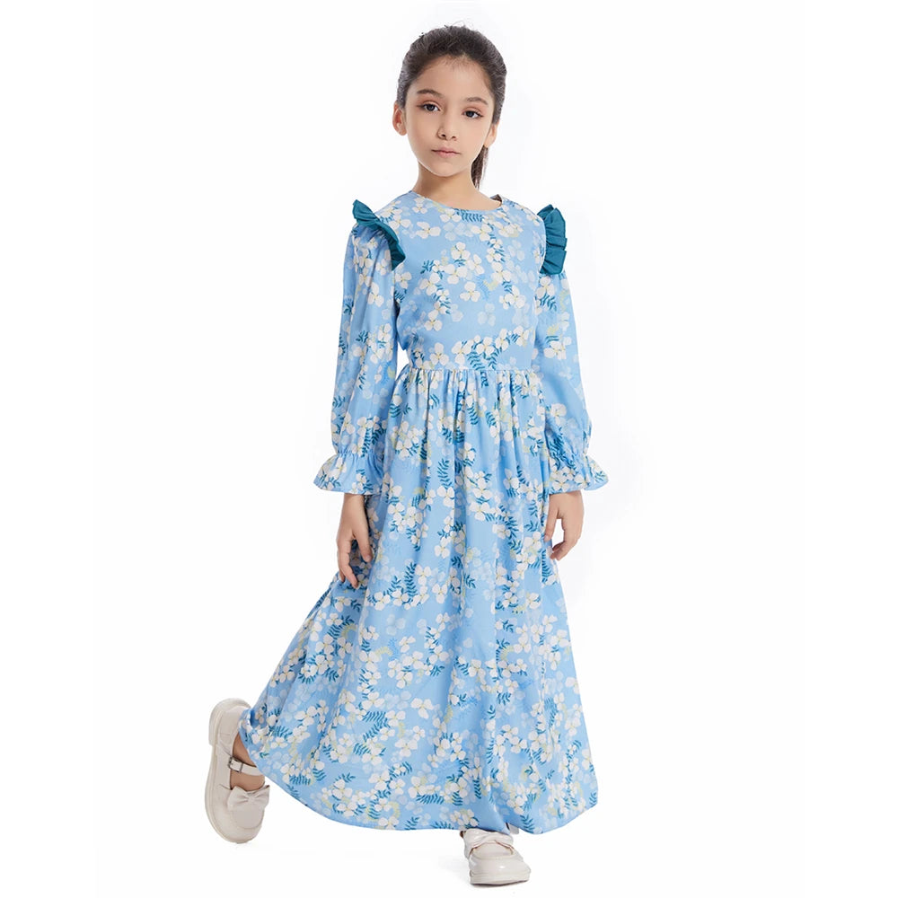 Girls Maxi Flared Sleeve Dress 