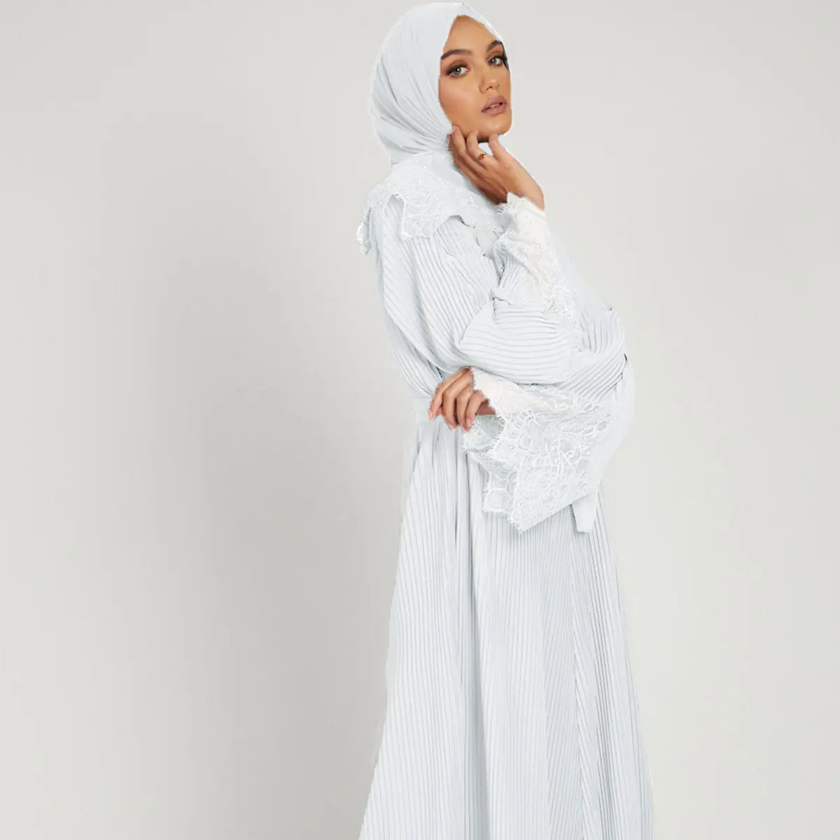 Two-Piece Luxurious Pleated Abaya Set 