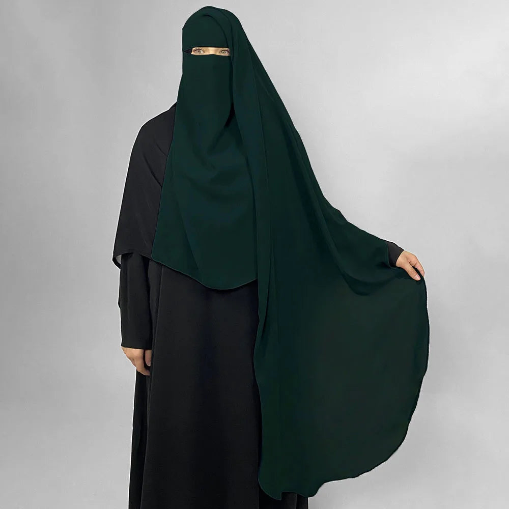 Breathable Chiffon Niqab - Face Cover Veil with Rounded Back