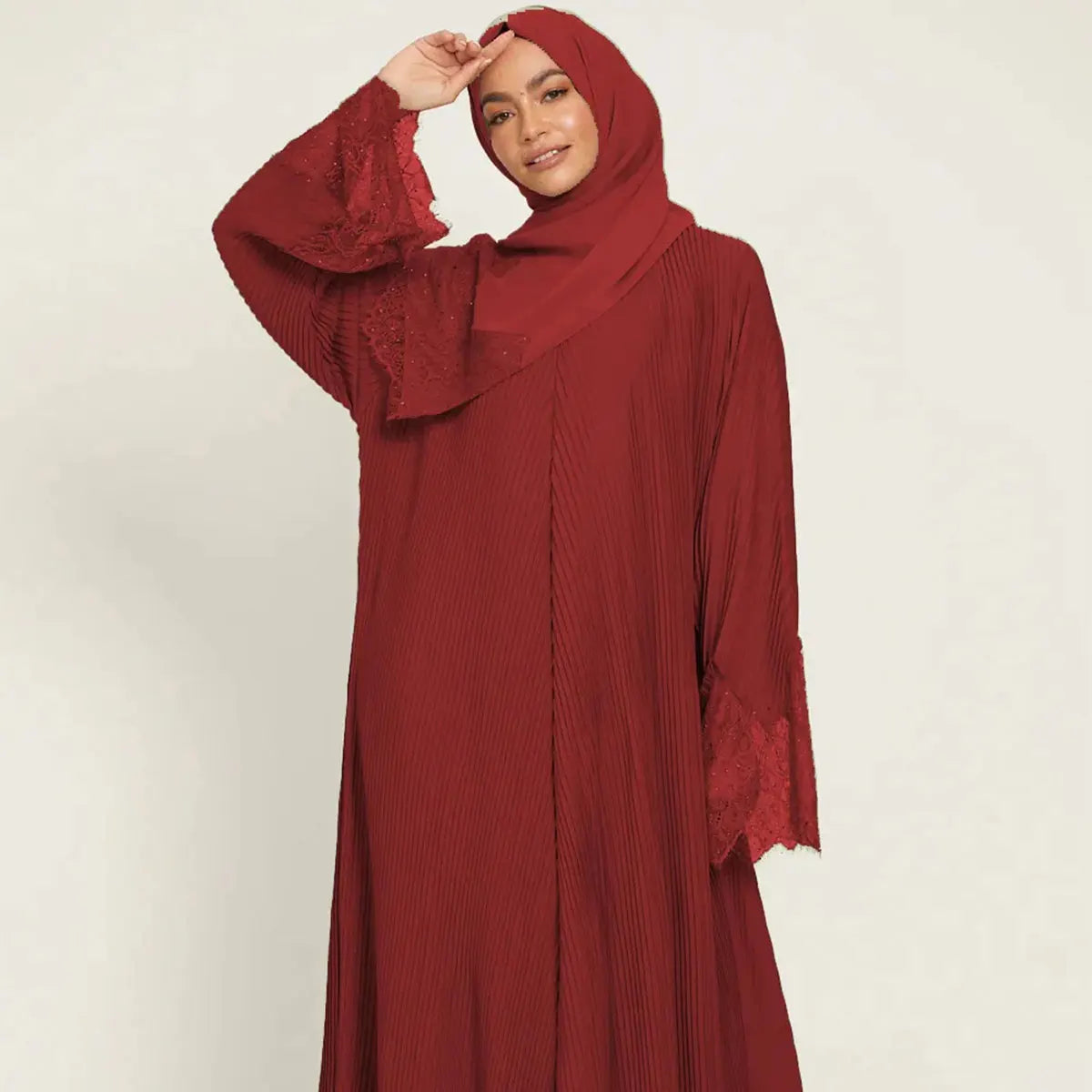 Two-Piece Luxurious Pleated Abaya Set 