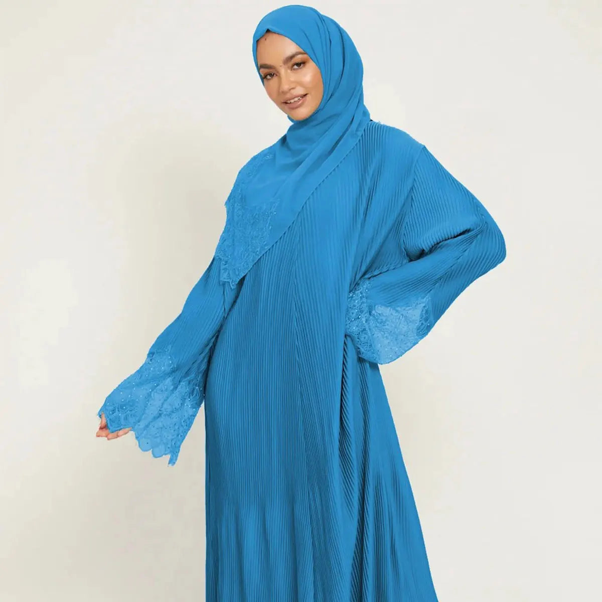 Two-Piece Luxurious Pleated Abaya Set 