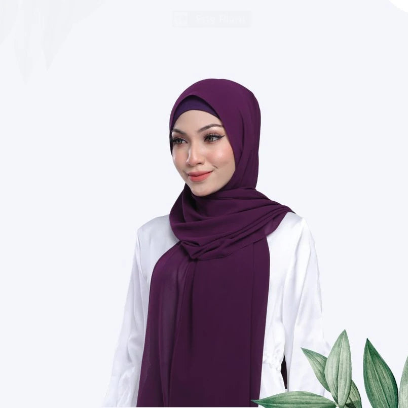 Women's 2-Piece Hijab Set: Breathable Chiffon Hijab Shawl with Jersey Caps