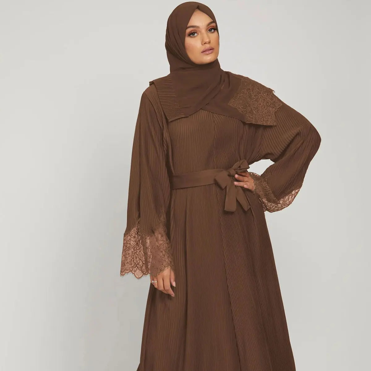 Two-Piece Luxurious Pleated Abaya Set 