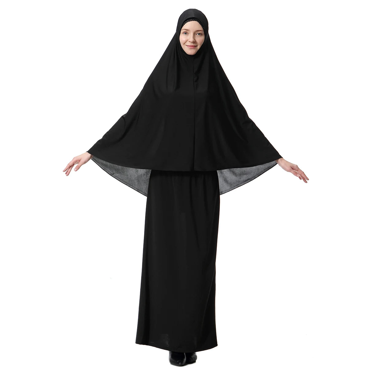 Women 2-Piece Long Hijab With Tube Skirt Set