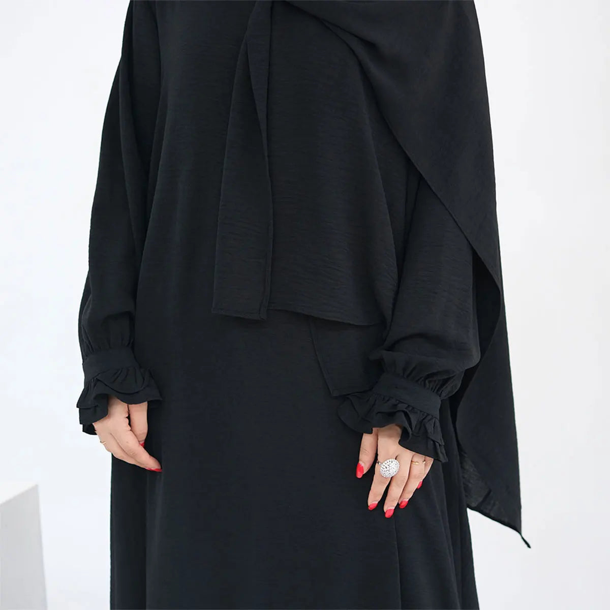 Dubai Dress with Hijab & Belt - Modest Loose Robe