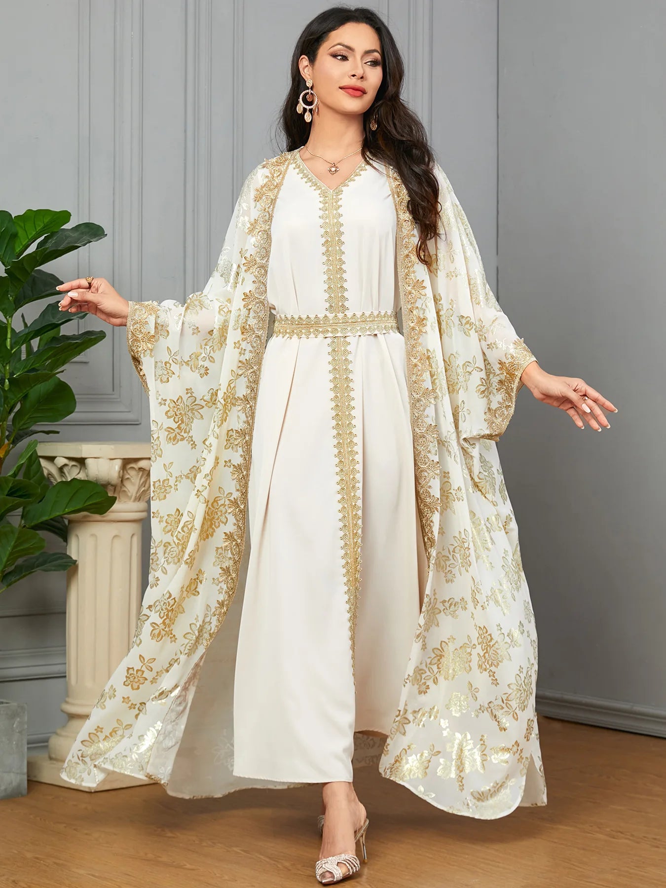 2-Piece Djellaba & Kimono Jalabiya Set 