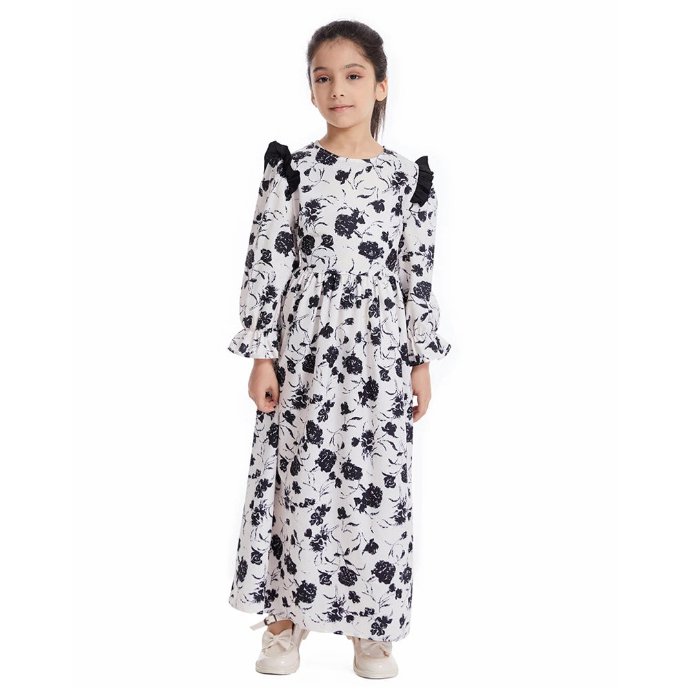 Girls Maxi Flared Sleeve Dress 