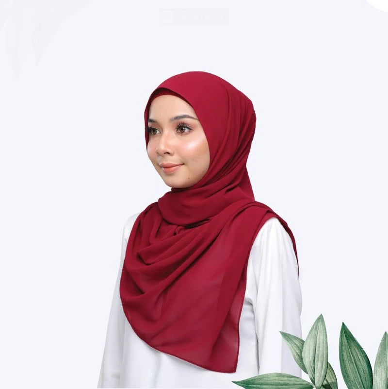 Women's 2-Piece Hijab Set: Breathable Chiffon Hijab Shawl with Jersey Caps